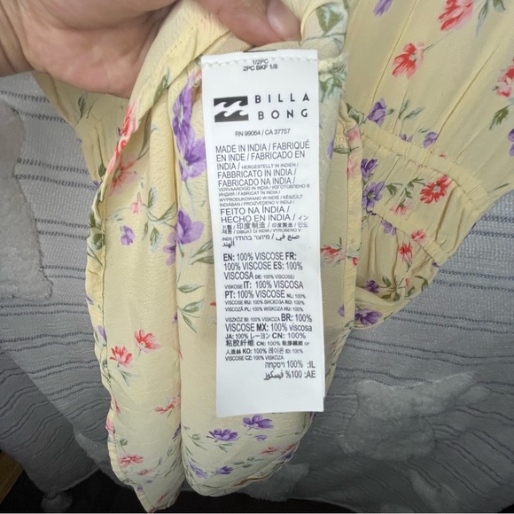 Billabong Cream Pink Smocked Ruffled Mini Sundress - Picture 8 of 9